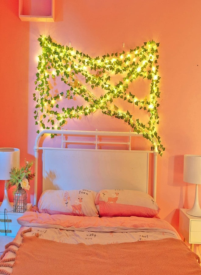 Naidiler 12 Pcs Artificial Ivy Garland Fake Vines with 65 Ft Lights String (200 LED) Decor Faux Green Hanging Plant Greenery for Wall Party Wedding Room Home Kitchen Indoor & Outdoor Decoration - Image 3