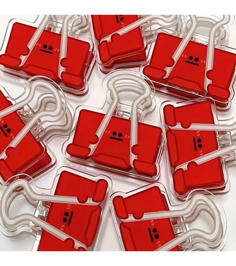 4 Cute Smiling Face Acrylic Binder Clips with Big Eyes Red Multi Colored Durable Office Supplies For Diaries Planners Folders Stationery 4 Pieces - Image 4