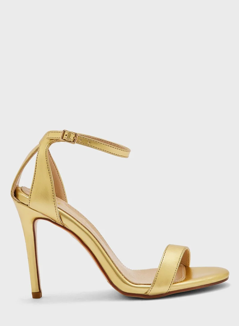 Namshi x Metallic Diamante Ankle Strap Sandal