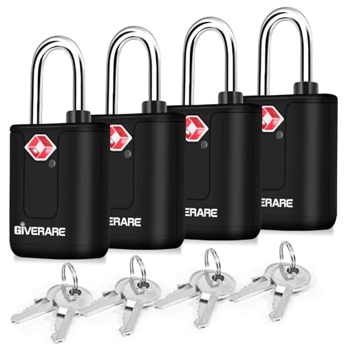 GIVERARE 4 Pack TSA Approved Travel Luggage Locks with Keys, Keyed Suitcase Padlock, Zipper Small Locks, TSA Accepted Compatible Padlocks for Suitcase, Backpack, Gym Locker, Jewelry Box, Anti Theft-Black - Image 1