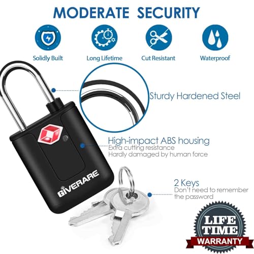 GIVERARE 4 Pack TSA Approved Travel Luggage Locks with Keys, Keyed Suitcase Padlock, Zipper Small Locks, TSA Accepted Compatible Padlocks for Suitcase, Backpack, Gym Locker, Jewelry Box, Anti Theft-Black - Image 3