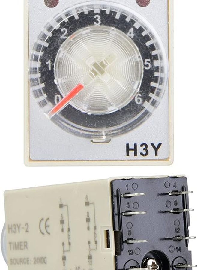 H3Y2 24VDC Time Relay Delay Timer Adjustable Transparent Dial 8 Pins Industrial Control Size 6S - Image 3