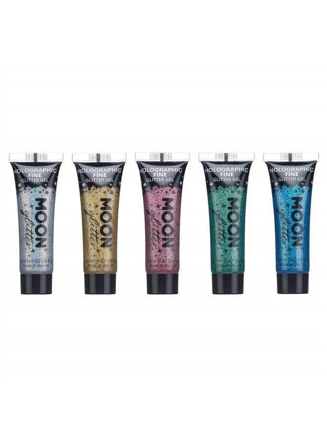 Moon Glitter Holographic Face & Body Glitter Gel by Moon Glitter - 0.40fl oz - Set of 5 colours - Glitter Face Paint - Image 1