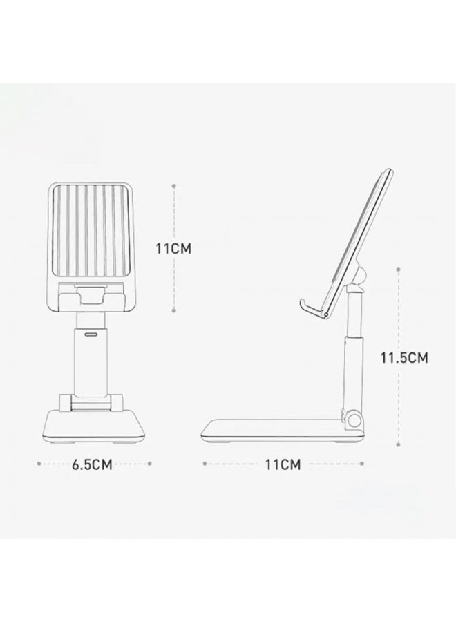 Lamicall DP05 aluminum Adjustable Phone Stand 270° Rotating & Height Adjustable Foldable Desk Holder for Phones & Tablets up to 9.7" (White) - Image 1