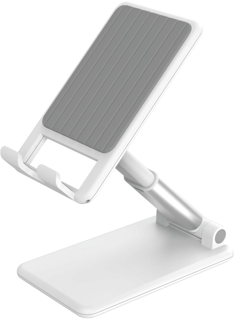 Lamicall DP05 aluminum Adjustable Phone Stand 270° Rotating & Height Adjustable Foldable Desk Holder for Phones & Tablets up to 9.7" (White) - Image 4