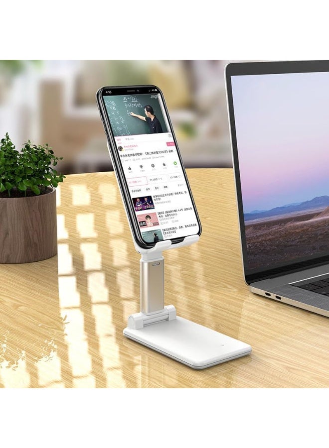 Lamicall DP05 aluminum Adjustable Phone Stand 270° Rotating & Height Adjustable Foldable Desk Holder for Phones & Tablets up to 9.7" (White) - Image 5