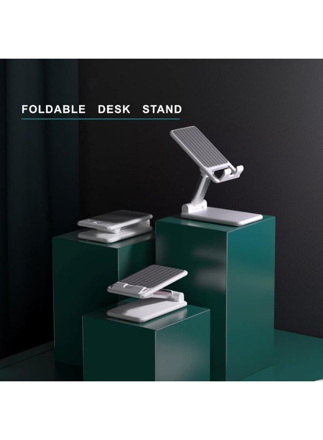 Lamicall DP05 aluminum Adjustable Phone Stand 270° Rotating & Height Adjustable Foldable Desk Holder for Phones & Tablets up to 9.7" (White) - Image 3