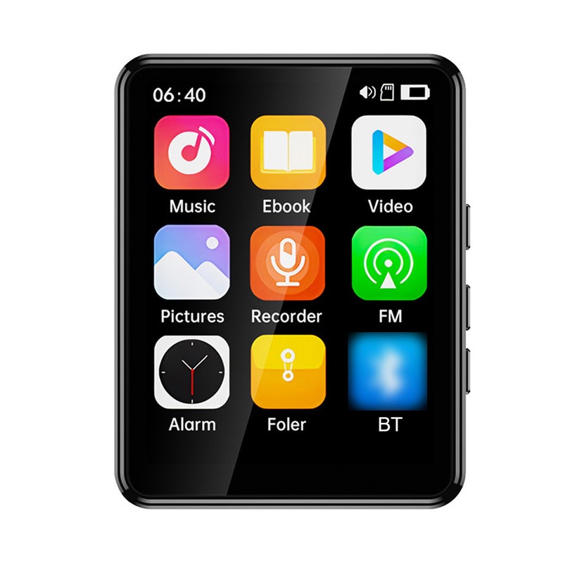 مشغل MP3 و MP4 مع مكبر صوت، شاشة لمس كاملة مقاس 2.4 بوصة، بتقنية البلوتوث ومكبر صوت مدمج وتوسيع بطاقة TF، يدعم قراءة الكتب الإلكترونية وعرض مقاطع فيديو عالية الوضوح، مشغل MP3 أصغر USB - Image 5