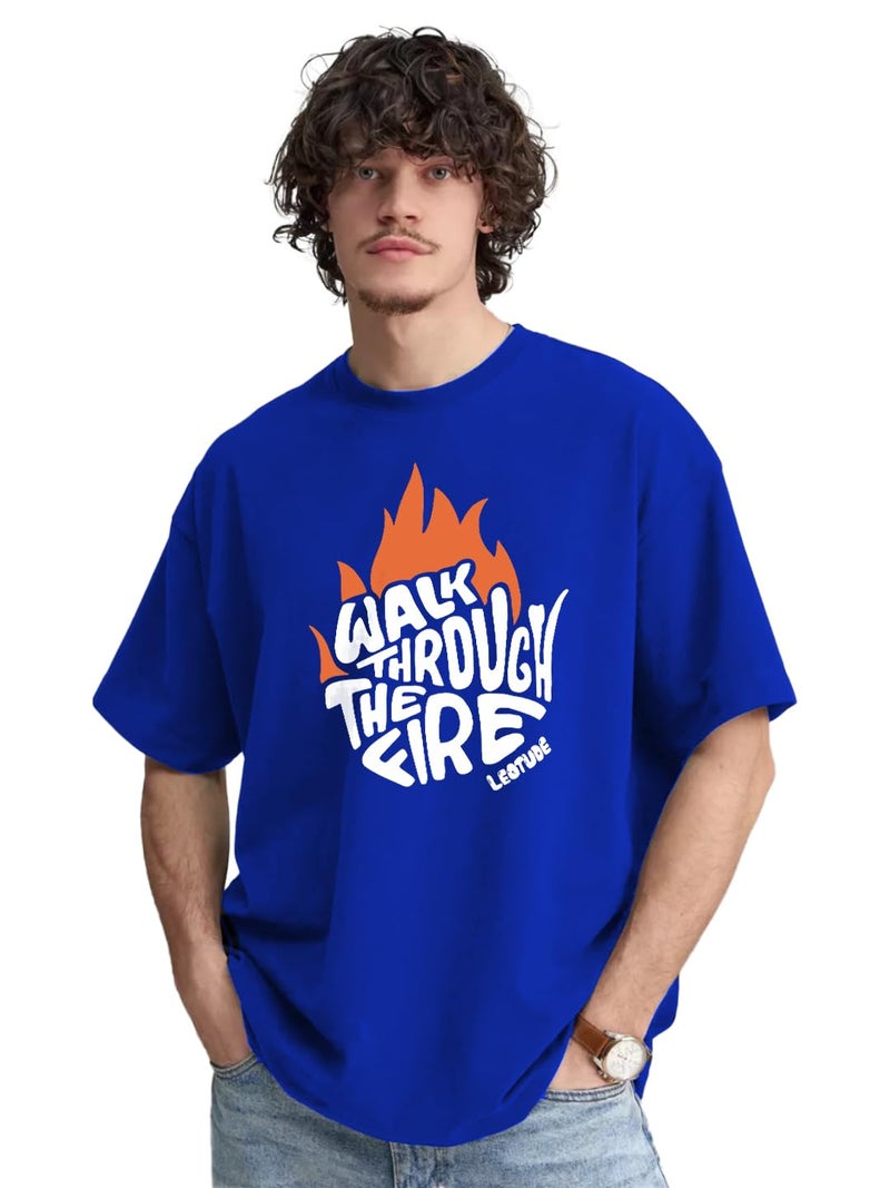 LEOTUDE Men's Oversized Half Sleeve Round Neck T-Shirt (SP-BVTW7IDRAP2J04Z8_Blue_XXL) - Image 2