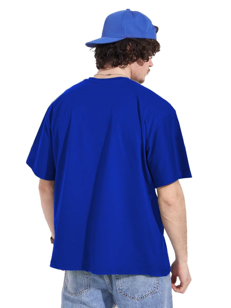 LEOTUDE Men's Oversized Half Sleeve Round Neck T-Shirt (SP-BVTW7IDRAP2J04Z8_Blue_XXL) - Image 3