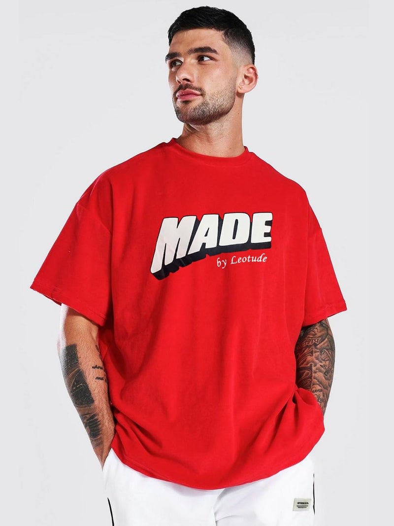 LEOTUDE Men's Oversized Half Sleeve Round Neck T-Shirt (SP-BVTW7IDRAP2J04Z8_Blue_XXL) - Image 4