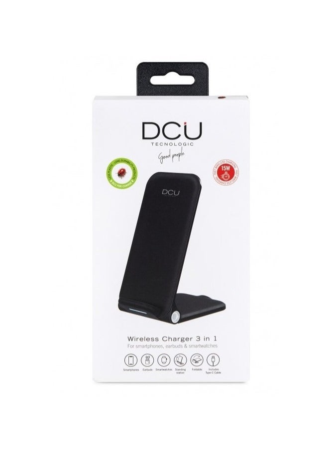 DCU TECNOLOGIC - DCU Wireless charger 3 in 1 fast charge 15W (37300820) - Image 1