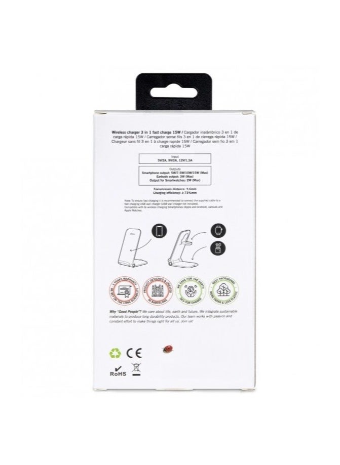 DCU TECNOLOGIC - DCU Wireless charger 3 in 1 fast charge 15W (37300820) - Image 1