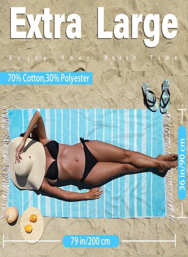 Widdonen Thin Turkish Beach Towel Lightweight Quick Dry Absorbent Cotton Bathroom Bath Pool Swim Towels Extra Large Oversized Sand Free Beach Accessories Essentials Cloud Gifts for Adult - Image 5