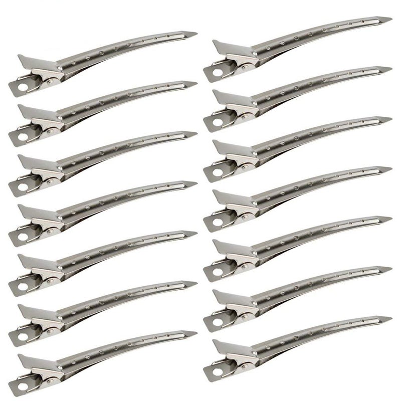 Bantoye 24 Packs Duck Bill Clips, Bantoye 3.5 Inches Rustproof Metal Alligator Curl Clips with Holes for Hair Styling, Hair Coloring, Silver - Image 1