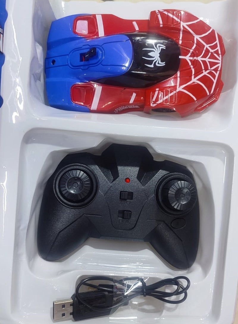 سبايدر مان سيارة تسلق الجدار RC مع جهاز تحكم عن بعد ومحركات قابلة لإعادة الشحن على الأرضيات أو الجدران، متعة لأعلى ولأسفل - للأطفال فوق 8 سنوات (سبايدرمان) - Image 1