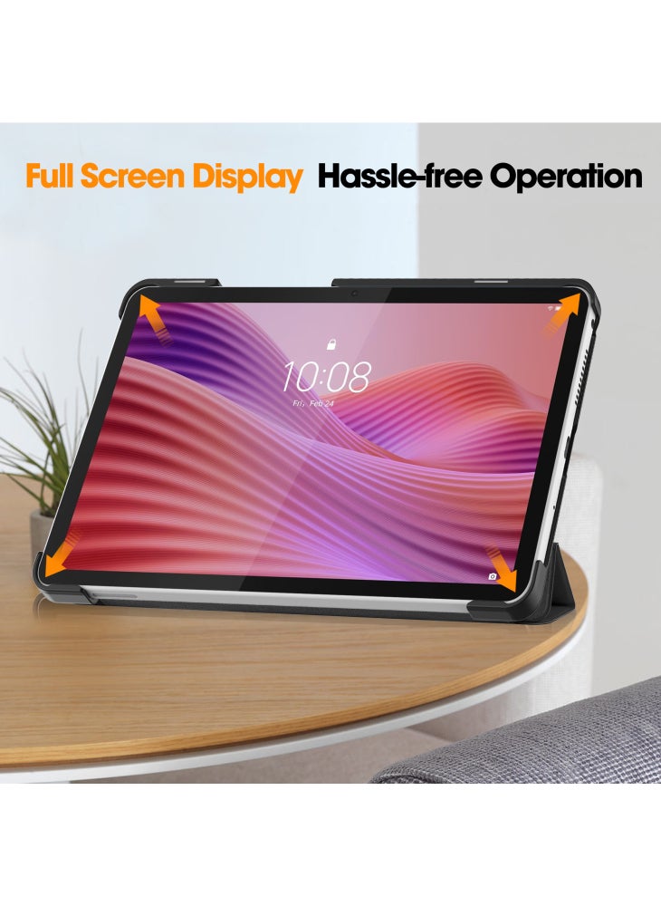 جراب جلدي مقاوم للسقوط مع حامل لجهاز Lenovo Tab K9/Tab One اللوحي - أسود - Image 5