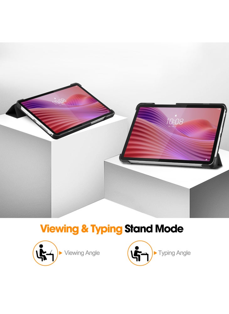 جراب جلدي مقاوم للسقوط مع حامل لجهاز Lenovo Tab K9/Tab One اللوحي - أسود - Image 3