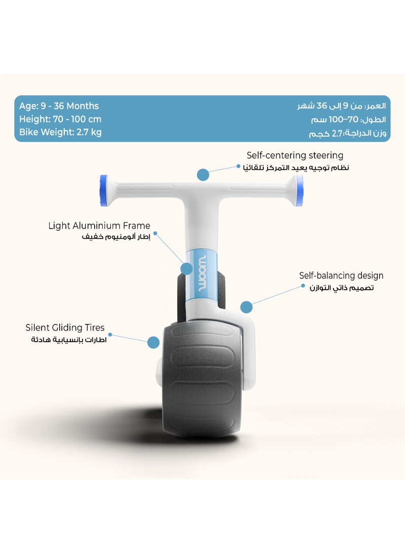 Woom WOW Self-Balancing, Balance Bike, Bicycle for Toddlers, Self-Centering Steering & Easy-Carry, 9–36 months (28–40 in), Dreamy Sky - Image 2