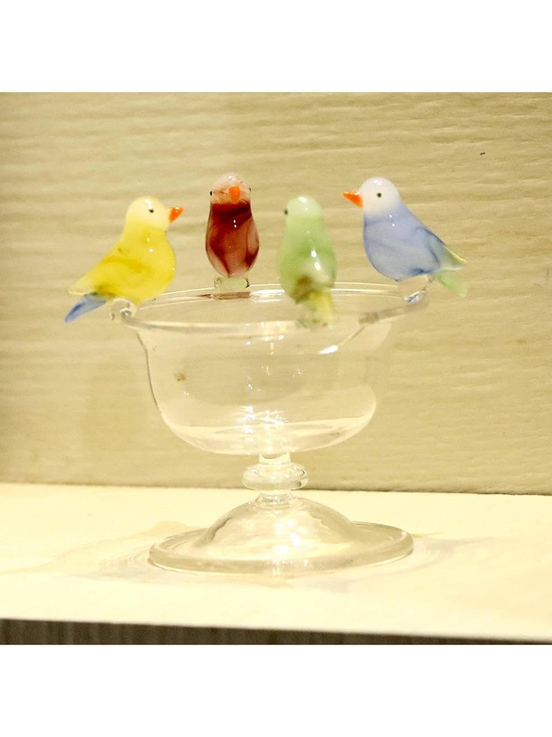 Somil Five Multicolor Thirsty Birds Sitting On A Water Pot Crystal Glass Decorative Gifting Showpiece, Multi, Pack of 1 - Image 3