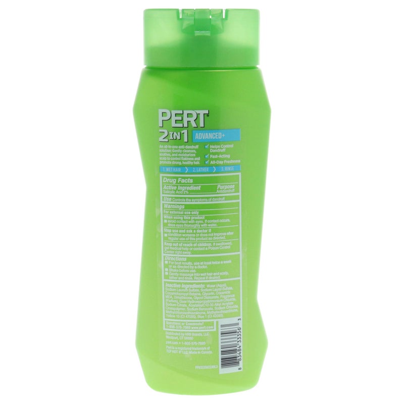 Pert Plus Dandruff Control Pyrithione Zinc For Flake Free Hair 2 In 1 Shampoo Unisex, 13.5 Ounce - Image 2
