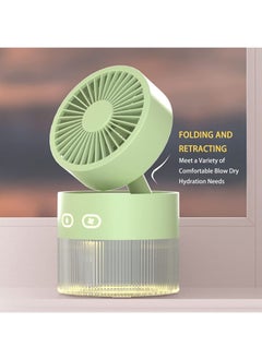 Arabest Foldable Small Desk Fan with Cool Wind Humidification Spray USB Battery Powered Vortex Fan Three-Speed Powerful Airflow 60° Rotation Home Office Bedroom Desktop Silent Fan (Green)  - Image 4