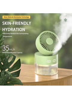 Arabest Foldable Small Desk Fan with Cool Wind Humidification Spray USB Battery Powered Vortex Fan Three-Speed Powerful Airflow 60° Rotation Home Office Bedroom Desktop Silent Fan (Green)  - Image 5