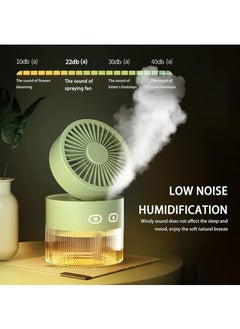 Arabest Foldable Small Desk Fan with Cool Wind Humidification Spray USB Battery Powered Vortex Fan Three-Speed Powerful Airflow 60° Rotation Home Office Bedroom Desktop Silent Fan (Green)  - Image 2