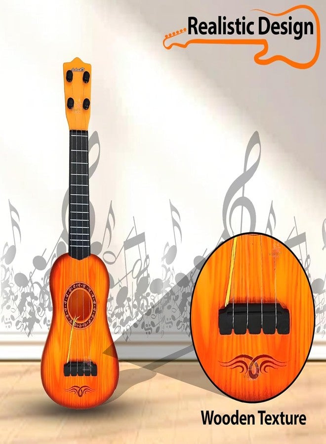 ZELVO Guitar Toy 4 Strings Acoustic Music Toys for Kids, Educational Toy Gutar for Beginners, Musical Instrument for Kids, Learning Musical Ty, Sound Toys, 5+Years, Brown (24" Wood Guitar) - Image 3