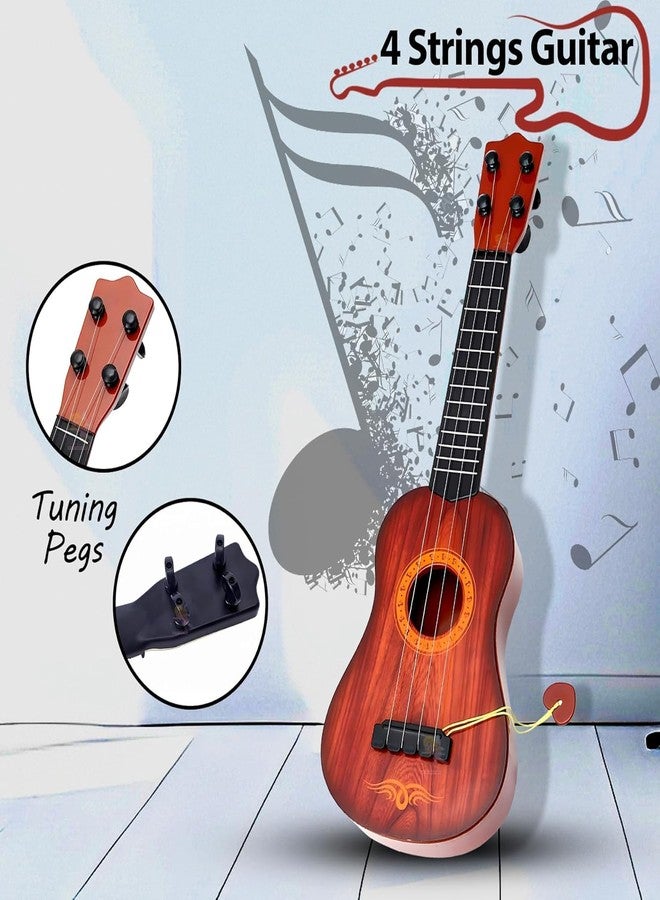 ZELVO Guitar Toy 4 Strings Acoustic Music Toys for Kids, Educational Toy Gutar for Beginners, Musical Instrument for Kids, Learning Musical Ty, Sound Toys, 5+Years, Brown (24" Wood Guitar) - Image 4
