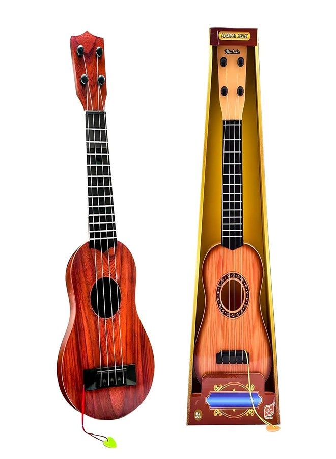 ZELVO Guitar Toy 4 Strings Acoustic Music Toys for Kids, Educational Toy Gutar for Beginners, Musical Instrument for Kids, Learning Musical Ty, Sound Toys, 5+Years, Brown (24" Wood Guitar) - Image 1