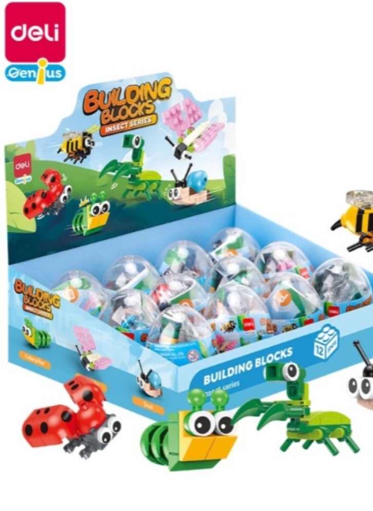 Deli Deli Genius EH741 Animal Series Building Blocks – 12 Surprise Capsule Brick Toys for Kids, Mini Brick Set with Cute Animal Designs, STEM Creative Learning Toy for Ages 6+, 1box with 12 pieces.  - Image 3