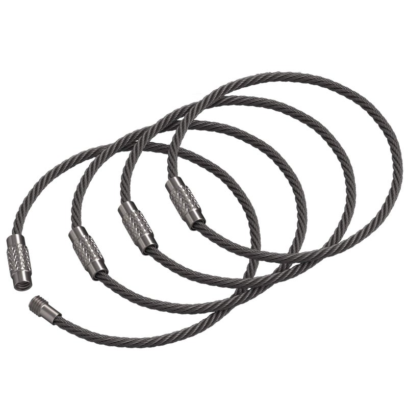 Silipac Stainless Steel Wire Keychain Cable, Twist-Lock 6.3" (16 cm) 2mm â€“ Car Keyring, Luggage Tag, Carabiner â€“ 4 Pack - Image 1