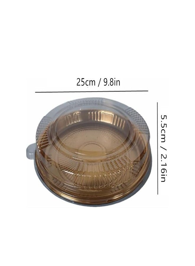 Ebonee Plastic Gold Platter Food Serving Tray with Clear Lid and Forks, 10 inch Round Disposable Catering Trays, Sandwich Vegetable Fruit Appetizer Serving Trays for Party Catering Picnic (10 Pack) - Image 2