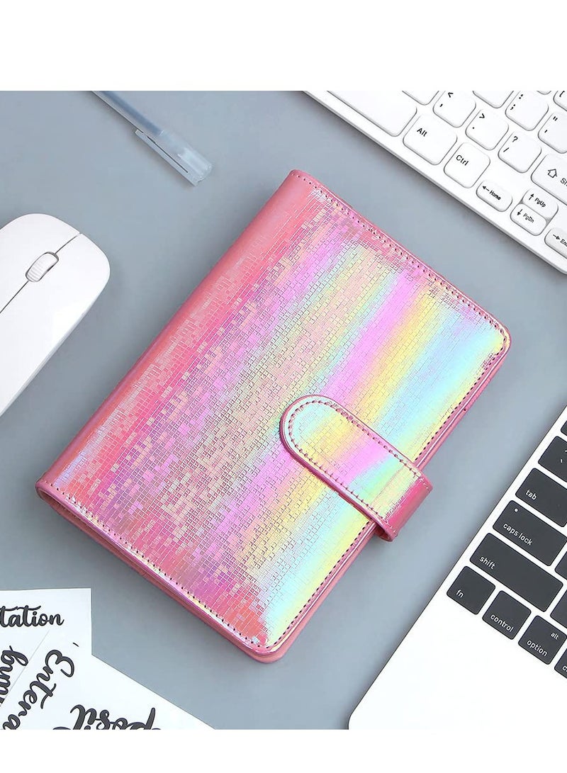 KASTWAVE A6 Cash Envelopes Budget Binder,6 Ring Leather Notebook Binder Cover Binder Money Organizer Zippe Pockets,12pcs Expense Budget Sheets, 2pcs Letter Sticker Labels, Saving Cash Envelopes System (Pink) - Image 4