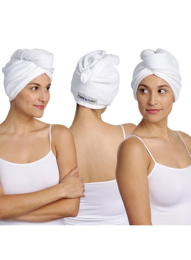 Turbie Twist Turbie Twist 3-Pack Cotton Hair Towel Wrap for Beauty, Travel, Gifting - Fast-Drying Hair Turban for Luxurious Hair Care - For All Hair Types & Lengths - White - Image 1