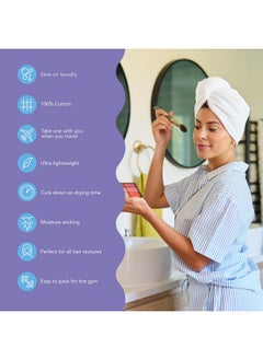 Turbie Twist Turbie Twist 3-Pack Cotton Hair Towel Wrap for Beauty, Travel, Gifting - Fast-Drying Hair Turban for Luxurious Hair Care - For All Hair Types & Lengths - White  - Image 2