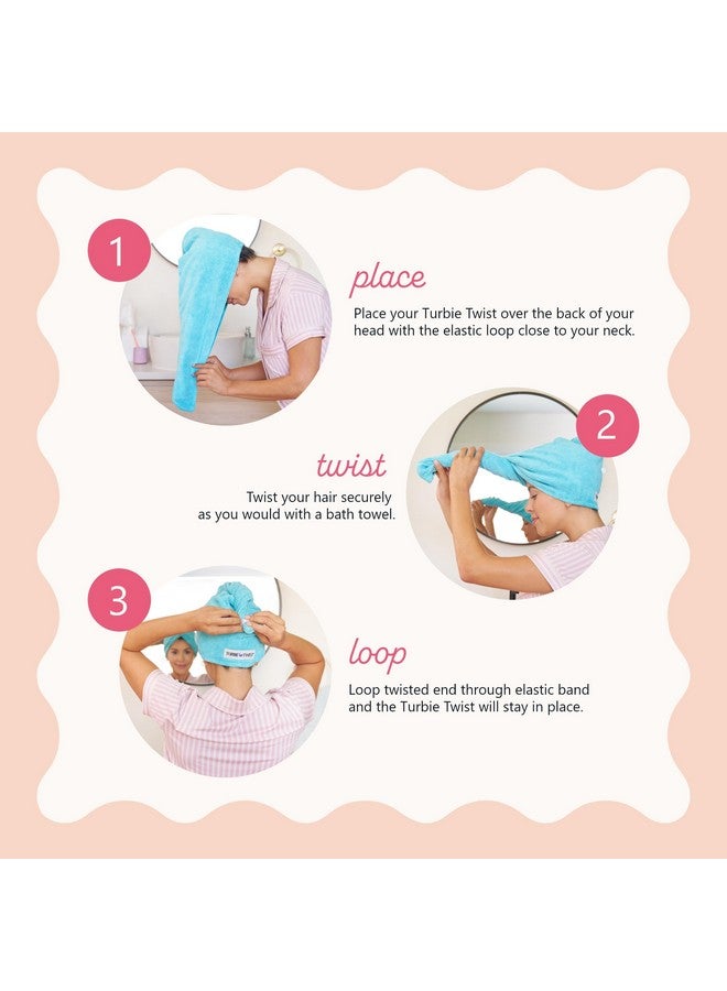 Turbie Twist Turbie Twist 3-Pack Cotton Hair Towel Wrap for Beauty, Travel, Gifting - Fast-Drying Hair Turban for Luxurious Hair Care - For All Hair Types & Lengths - White - Image 4