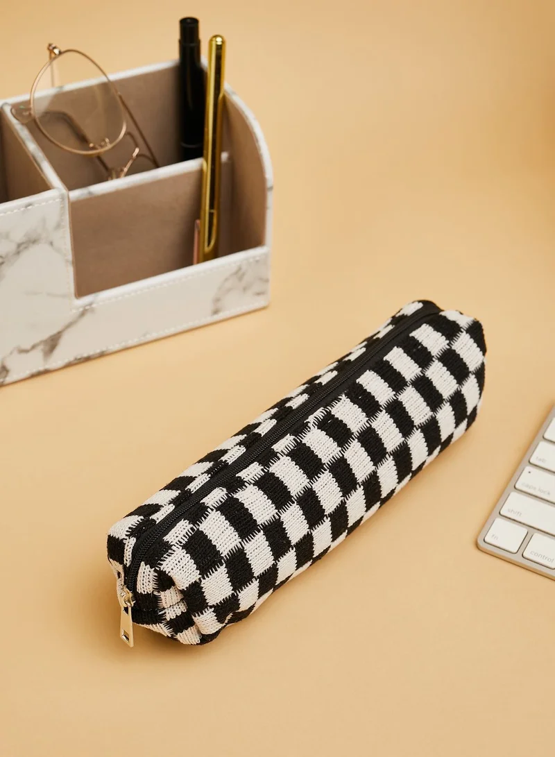 Pink Cactus Black Check Pencil Case