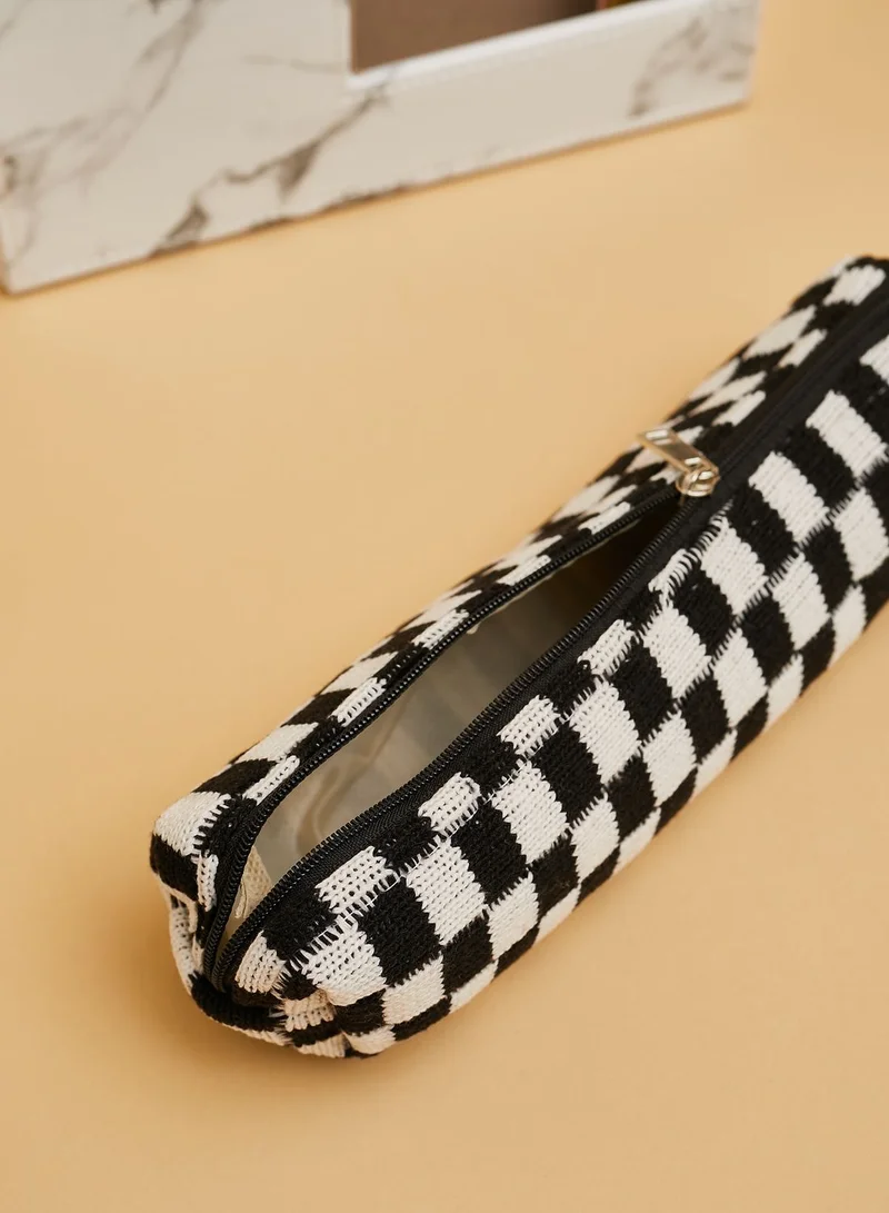 Pink Cactus Black Check Pencil Case