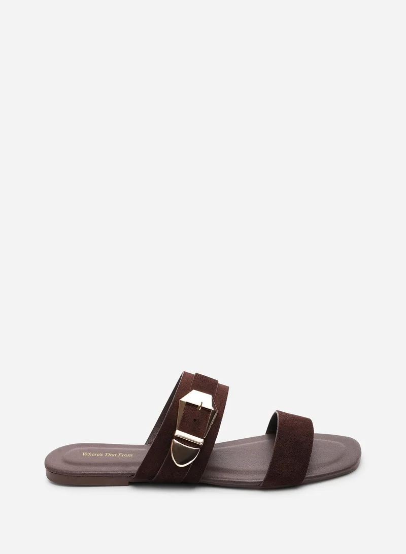 Where's That From 'Orlina' Two Strap Side Buckle Suede Sandal