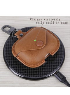 AirPods 3rd Generation Case 2021 Leather Protective Case Skin Cover with Keychain and Lock for Apple Airpods 3 Case Women Men Brown