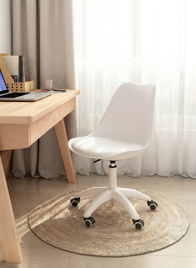 Taimi Modern Home Desk Chair, Office Chair, Adjustable 360 °Swivel Chair Plastic Armless Swivel Computer Chair With Wheels and Padded Seat for Living Room, Bed Room Office Hotel Dining Room White - Image 1