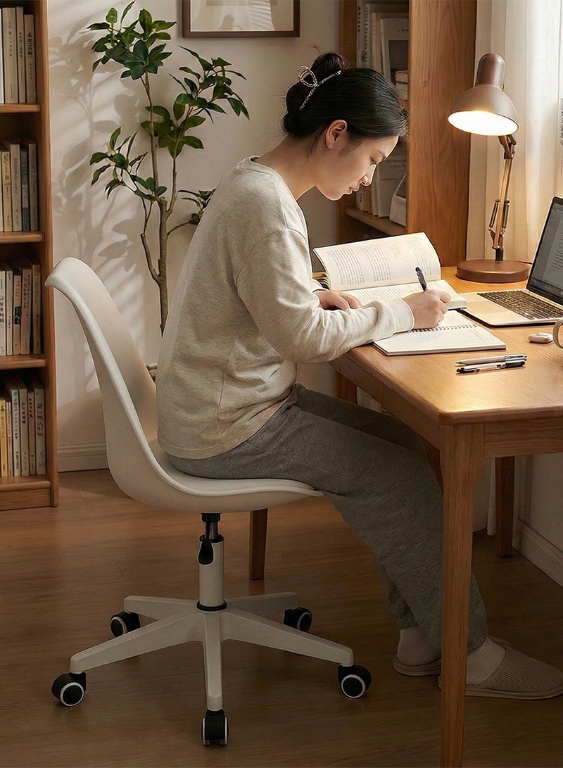 Taimi Modern Home Desk Chair, Office Chair, Adjustable 360 °Swivel Chair Plastic Armless Swivel Computer Chair With Wheels and Padded Seat for Living Room, Bed Room Office Hotel Dining Room White - Image 3