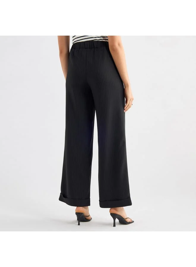 Splash FAV Full Length Striped Wide Leg Pants with Elasticated Waistband