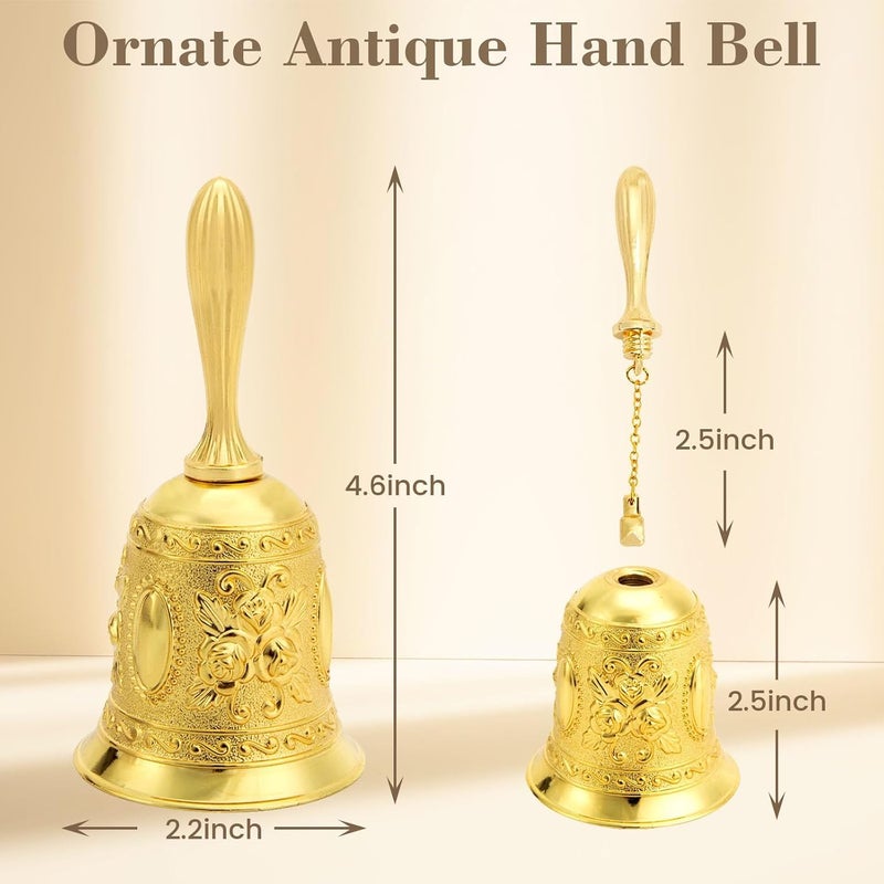 DomeStar Golden Hand Bell, Engraved Wedding, School, Christmas, Alarm and Bedridden Bell - Image 2
