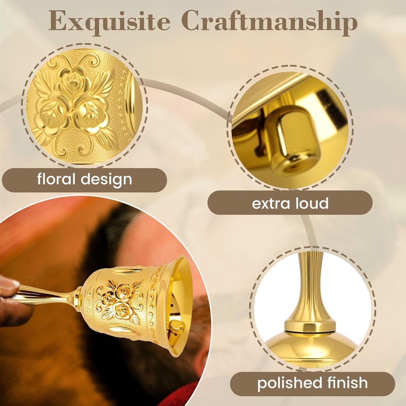 DomeStar Golden Hand Bell, Engraved Wedding, School, Christmas, Alarm and Bedridden Bell - Image 4