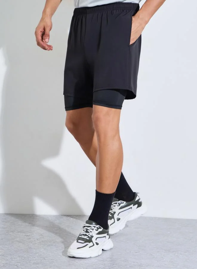 ستايلي اكتيف Men Black 2in1 Running Shorts