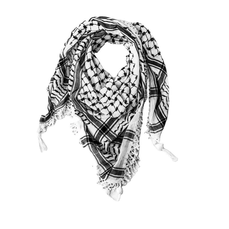TRADEGATE Palestinian Keffiyeh Scarf – 53.9x53.9inch Arabic Head Scarf for Men & Women | Lightweight Polyester Viscose Unisex Traditional Arab Fashion