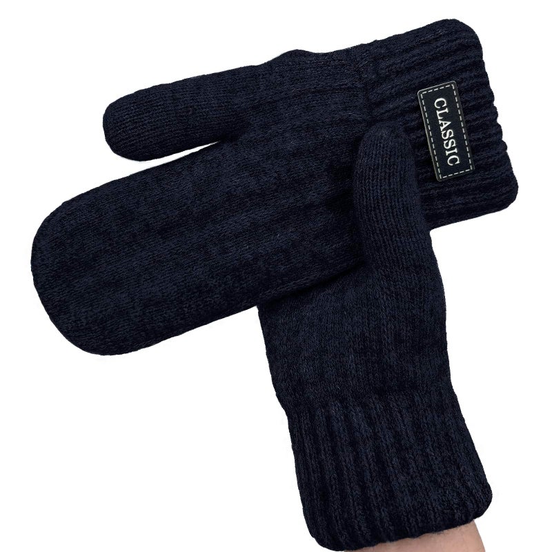 Beurlike Winter Mittens Gloves for Women Warm Fleece Lining Knit Thick Gloves for Cold Weather(Black) - Image 1